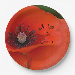 Personalised Wedding Poppy Paper Plate