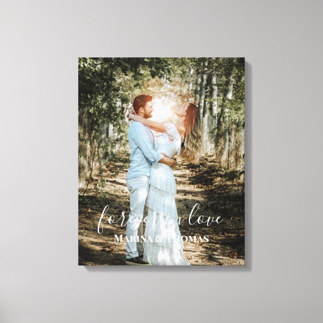 Personalised Wedding Portrait Modern Calligraphy Canvas Print (Front)