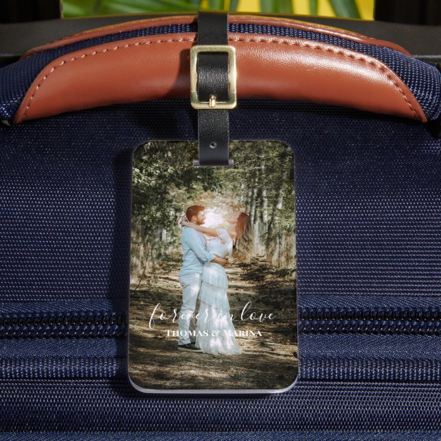 Personalised Wedding Portrait Modern Calligraphy Luggage Tag (Front Insitu 2)