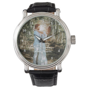Personalised Wedding Portrait Modern Calligraphy Watch