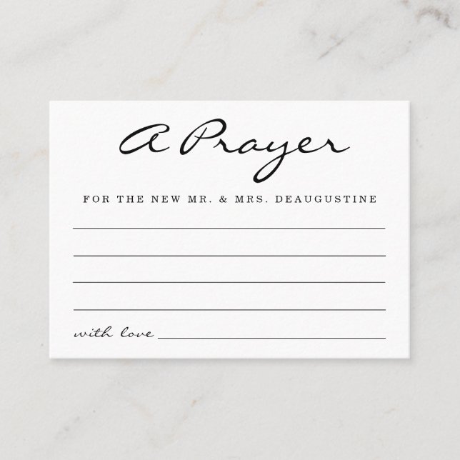 Personalised Wedding Prayer Card - Simple (Front)