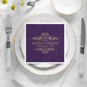 Personalised Wedding Purple Elegant Paper Napkins