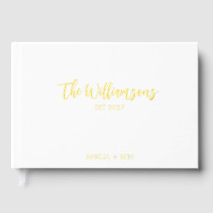 Personalised Wedding Reception Elegant Script Gold Guest Book