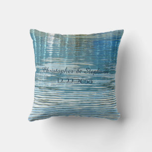 Personalised Wedding Reflection in Lake Square Cushion