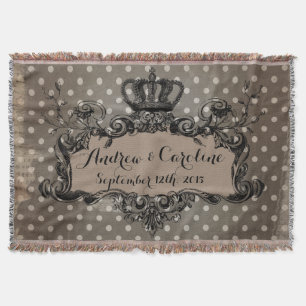 Personalised Wedding Royal Crown on Dots Throw Blanket