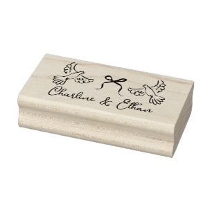 Personalised Wedding Rubber Stamp with Doves 