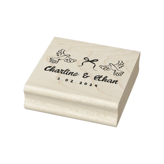 Personalised Wedding Rubber Stamp with Doves  (Stamp)