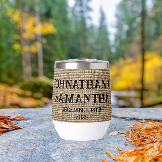 Personalised wedding rustic burlap nature pattern (Outdoor (Rotated))