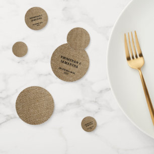 Personalised wedding rustic burlap nature pattern confetti