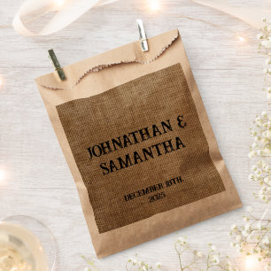 Personalised Wedding Rustic Burlap Nature Pattern Favour Bags