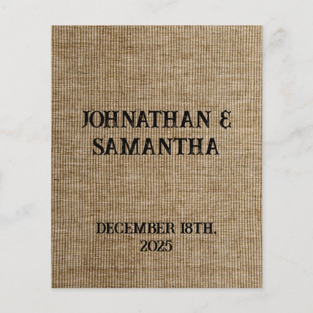 Personalised wedding rustic burlap nature pattern flyer (Front)