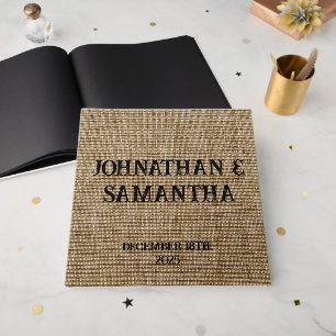 Personalised wedding rustic burlap nature pattern guest book