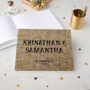 Personalised wedding rustic burlap nature pattern guest book