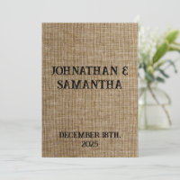 Personalised wedding rustic burlap nature pattern