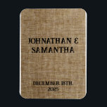 Personalised wedding rustic burlap nature pattern magnet<br><div class="desc">Personalised Banner rustic burlap nature pattern</div>