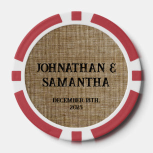 Personalised wedding rustic burlap nature pattern poker chips