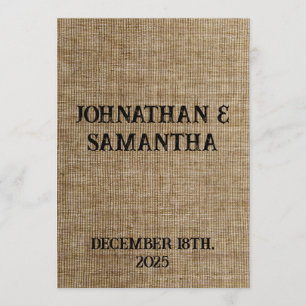 Personalised wedding rustic burlap nature pattern programme