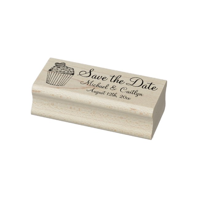 Personalised Wedding Save the Date Cupcake Heart Rubber Stamp (Stamp)