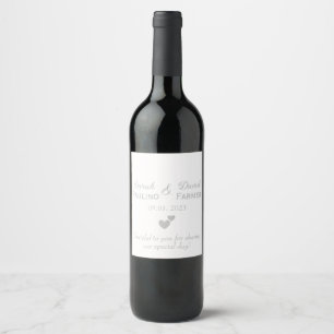 Personalised Wedding Silver Hearts Wine Label