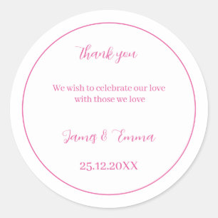 Personalised Wedding Simple Rose Classic Round Sticker
