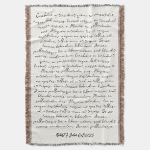 Personalised wedding song poem custom throw blanket