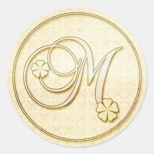 Personalised Wedding Stickers :Initial Monogram M (Front)