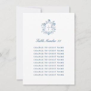 Personalised Wedding Table Number Blue Seating