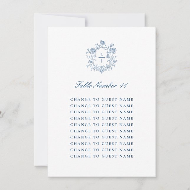 Personalised Wedding Table Number Blue Seating (Front)