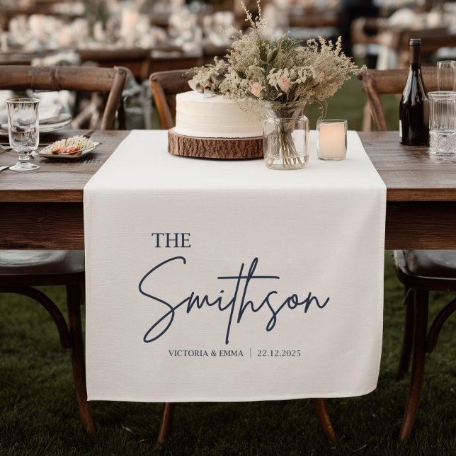 Personalised Wedding Table Runner, Custom Linen We Short Table Runner (Creator Uploaded)