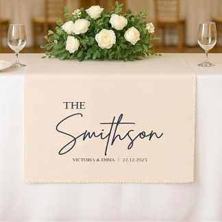Personalised Wedding Table Runner, Custom Linen We Short Table Runner