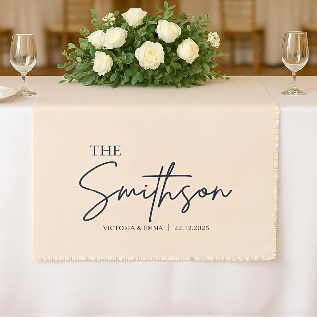 Personalised Wedding Table Runner, Custom Linen We Short Table Runner (Creator Uploaded)