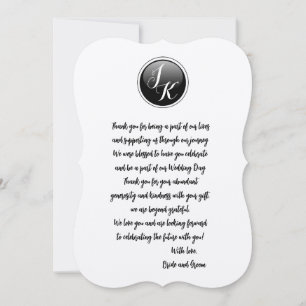 Personalised wedding Thank You Card