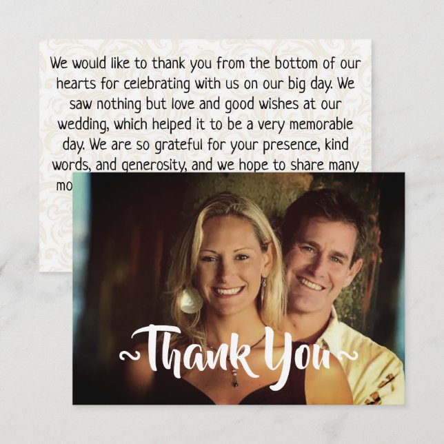 Personalised Wedding Thank You Cards (Front/Back)