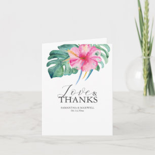 Personalised Wedding Thank You Cards Pink Flower