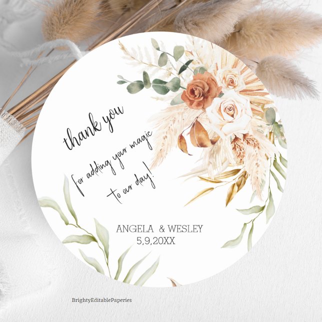 Personalised Wedding Thank You Round Sticker (Creator Uploaded)
