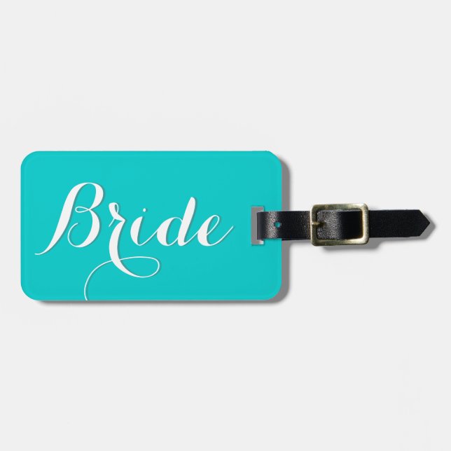 Personalised wedding travel luggage tag for bride (Front Horizontal)