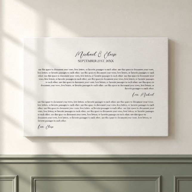 Personalised Wedding Vows Keepsake Canvas Print (Personalized Wedding Vows Keepsake Canvas Print)
