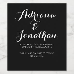 Personalised Wedding Wine Bottle with Custom Black Label