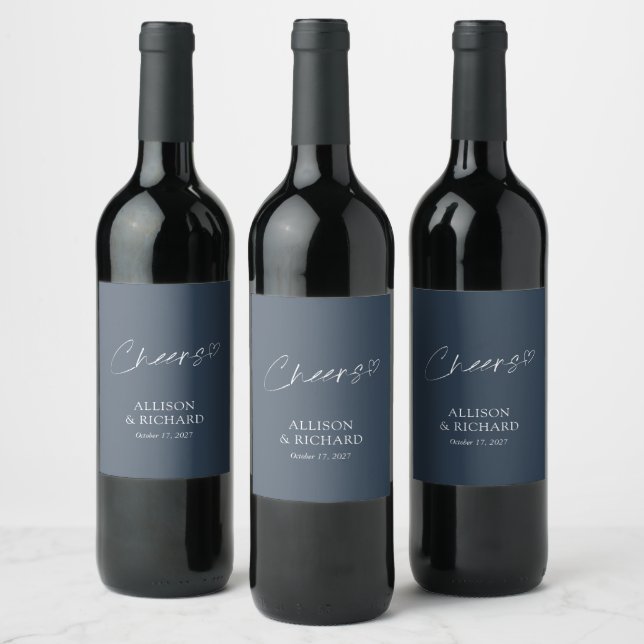 Personalised Wedding Wine Labels – Elegant Cheers (Bottles)