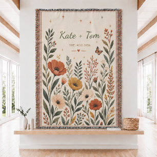Personalised Wedding Woven Throw Blanket 