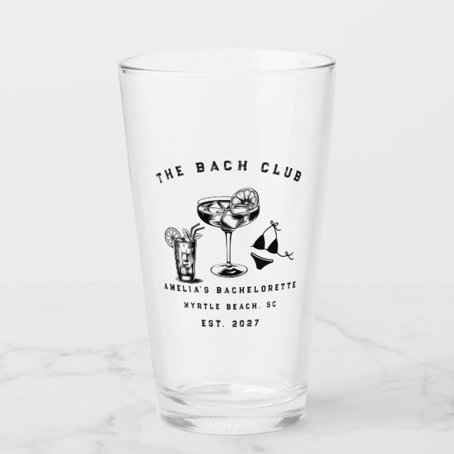 Personalised Weekend Trip Beach Bachelorette Party Glass (Front)