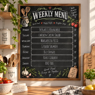 Personalised Weekly Meal Planner Editable Menu Poster
