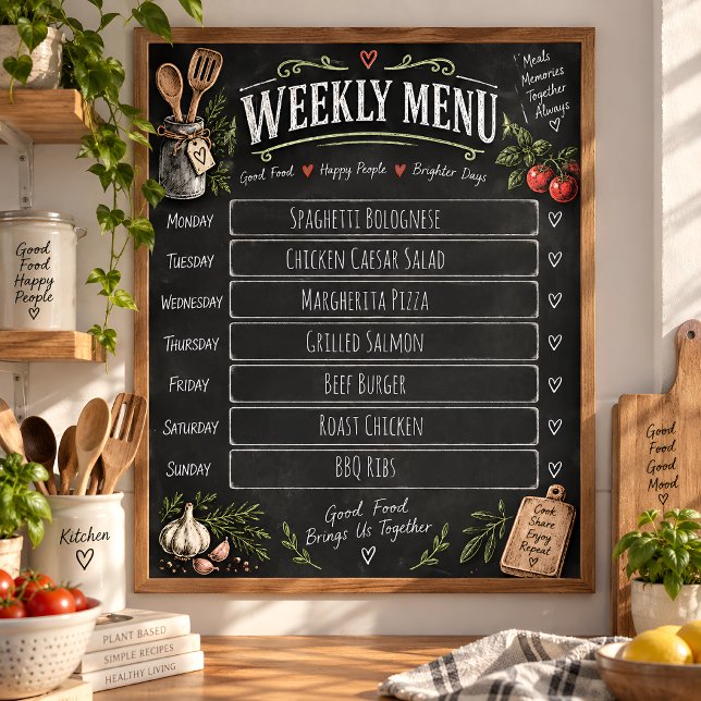 Personalised Weekly Meal Planner Editable Menu Poster (Creator Uploaded)