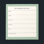 Personalised Weekly Planner Retro Mint Chequered Notepad<br><div class="desc">A stylish personalised weekly planner notepad with a mint green chequered geometric border.</div>