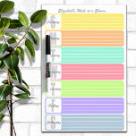 Personalised Weekly Reminder Dry Erase Board<br><div class="desc">Fun,  bright,  colourful tabs for each day's reminders.  Personalise the name at the top for a unique and helpful organisation tool.</div>