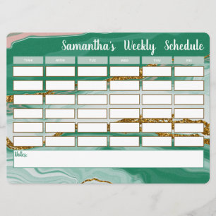 Personalised Weekly Schedule School Timetable