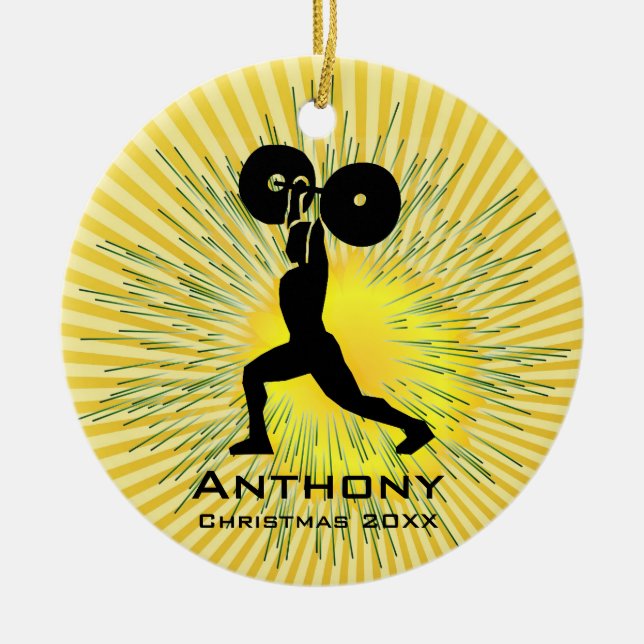 Personalised Weight Lifter Ornament (Front)