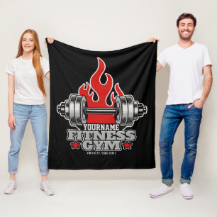 Personalised Weight Lifting Dumbbell Fitness Gym  Fleece Blanket