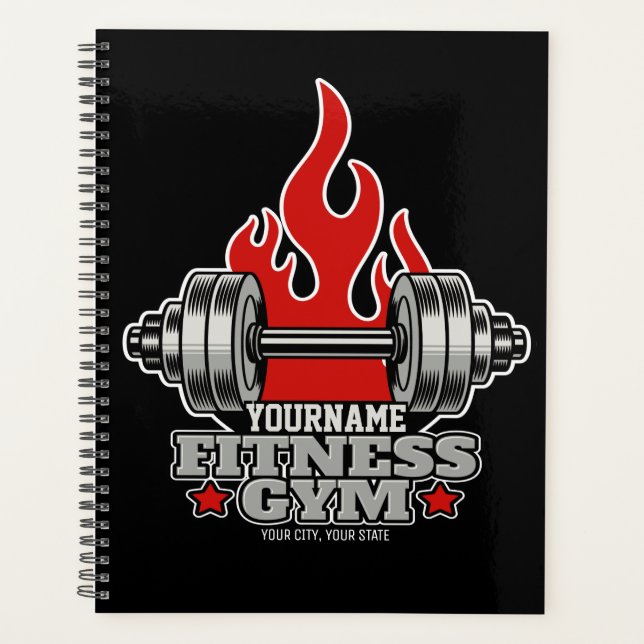 Personalised Weight Lifting Dumbbell Fitness Gym  Planner (Front)