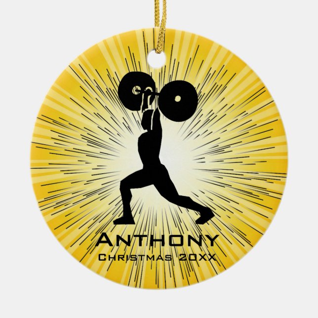 Personalised Weightlifting Design Ornament (Front)